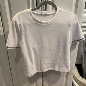 Zara Casual White Shirt with Cute Sleeve Details
